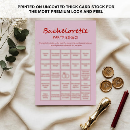 Bachelorette Party Bingo Cards, 25 Unique Sheets, Fun Bridal Shower Game for Guests, Pink Party Activity Celebration