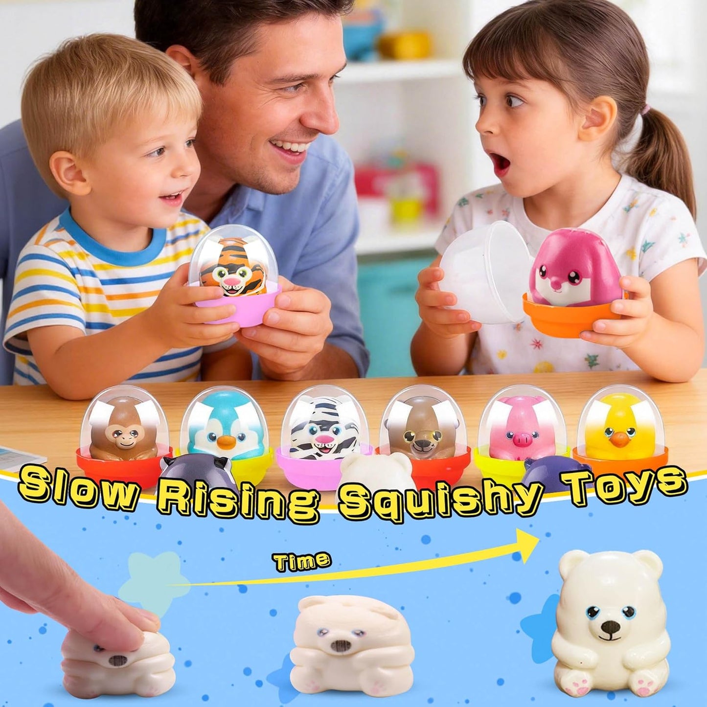 KissFree 20 PACK Slow Rising Squeeze Toys, 2 Inch Plastic Capsules Filled with Animal Squishies, Party Favors for Kids 4-8 8-12, Goodie Bags Stuffers, Birthday Gifts, Classroom Prizes
