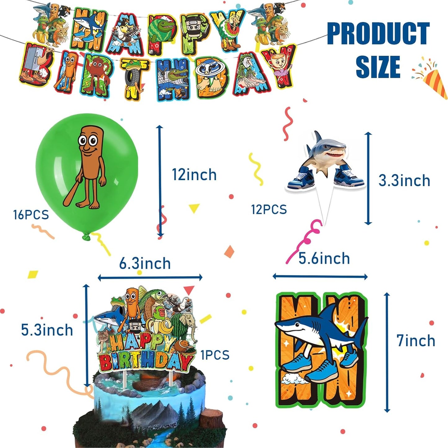 TJLMCORP Italian Brainrot Party Game, Pin the Tail Party Game Set With 24 Stickers and and 2 Blindfolds, Tralalero Themed Birthday Party Supplies, Brain Rot Party Decorations（Tung Tung Tung Sahur）