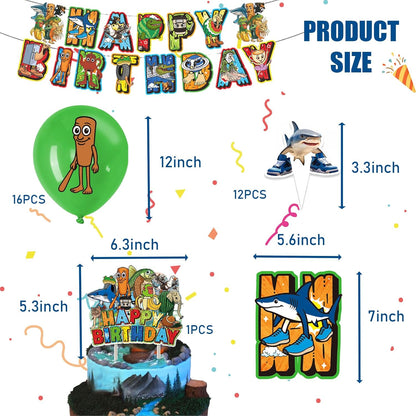 TJLMCORP Italian Brainrot Party Game, Pin the Tail Party Game Set With 24 Stickers and and 2 Blindfolds, Tralalero Themed Birthday Party Supplies, Brain Rot Party Decorations（Tung Tung Tung Sahur）