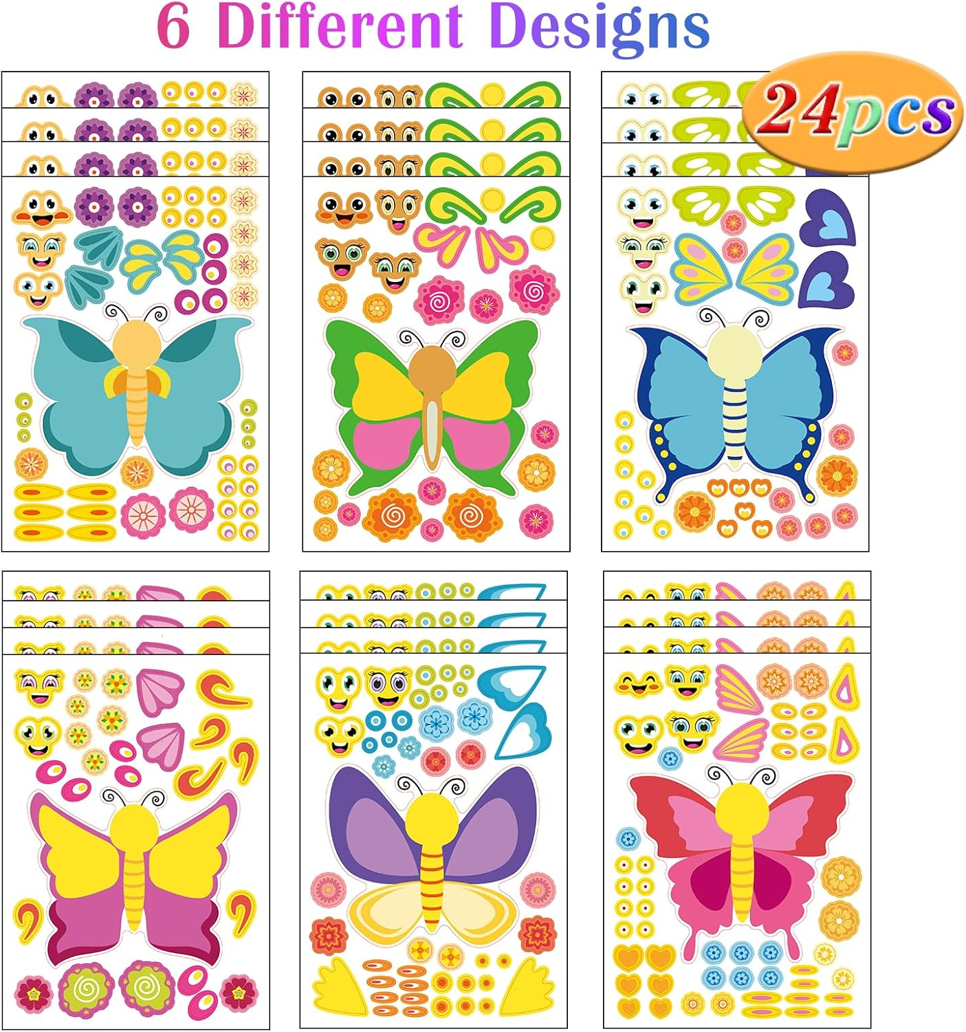24 Sheets Cupcake Make a Face Sticker Sheets for Kids Todders Activities, Make Your Own Stickers for Kids Birthday Party Favor Supplies Craft