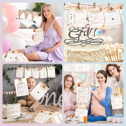 Yinder 145 Pcs Baby Shower Games Activities Cards with 20 Pencils Includes Baby Bingo Description and Wishes Guess Who Price is Right Word Scramble Game(Here Comes the Son)