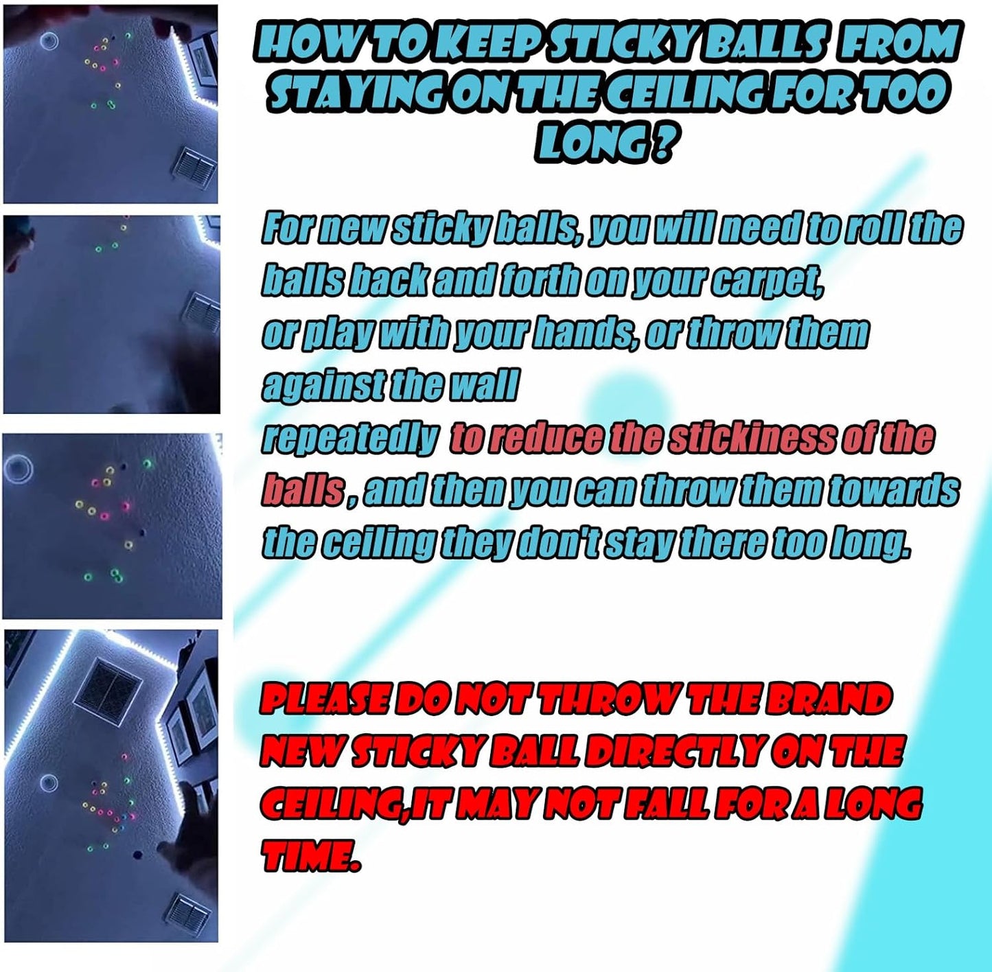 Glow in The Dark Sticky Balls that Stick to The Ceiling,Stress Balls for Kids and Adults,Glowing Sticky Ball,ASMR Cool Stuff for Teens,Elevated Ball,Glow Toys,LumiBalls,Stocking Stuffers(4Pcs)