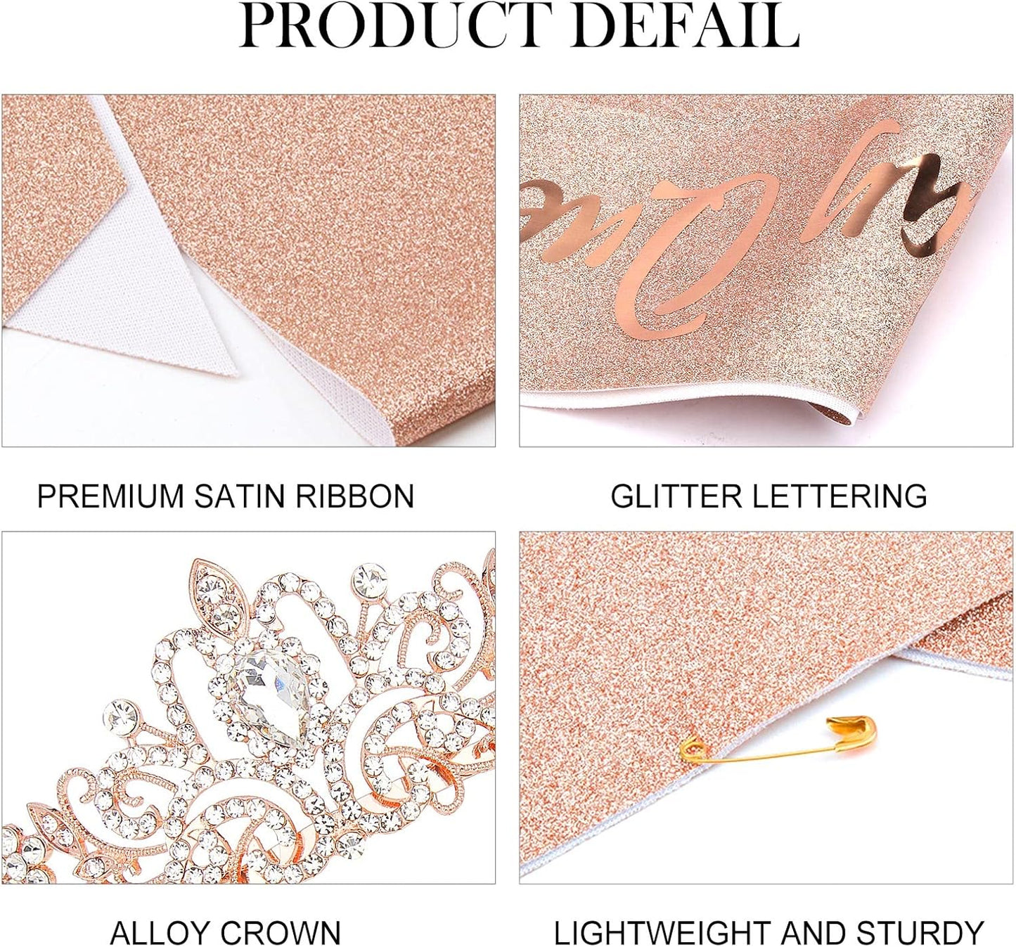 COCIDE Birthday Queen Sash & Rhinestone Tiara Set Gold Happy Birthday Crowns for Women Party Decoration Kit Rhinestone Headband for Women Glitter Crystal Hair Accessories for Cake Topper