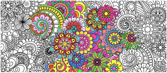 Giant Coloring Poster, Large Wall Coloring Tablecloth for Kids, Drawing Flower Paper Table Cover for Boys Girls, DIY Art Crafts Classroom Group Activities(55.1''*23.6'')