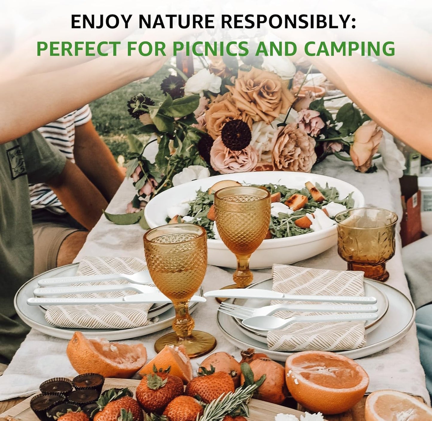 450 Counts Compostable Forks Spoons Knives Set Disposable Forks Utensils Heavy Duty Silverware Eco Friendly Flatware for Party Camping Picnics White forks spoons and knives set