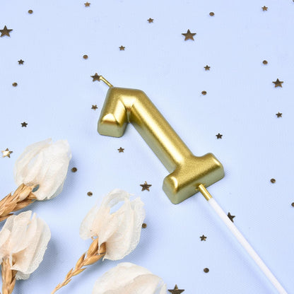 2.76 Inch Classical Gold 5 Number Birthday Candles, Gold Number Candles, Cake Number Candles, Party Celebration