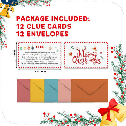 Christmas Treasure Hunt Clues - Xmas Scavenger Hunt Games - Outdoor Indoor Christmas Riddles - Xmas Party Games for Adults - Holiday Party Activities & Decorations (12 Pack)-03