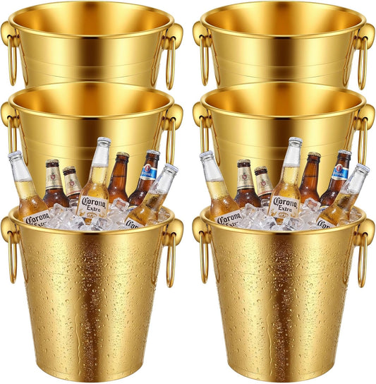 Mumufy 6 Pcs 3.3 Qt / 3 L Champagne Ice Buckets Stainless Steel Ice Bucket with Handles,Drink and Wine Chiller Great for Home Bar Club Party Supplies, Chilling Champagne and Sparkling Wine (Silver)