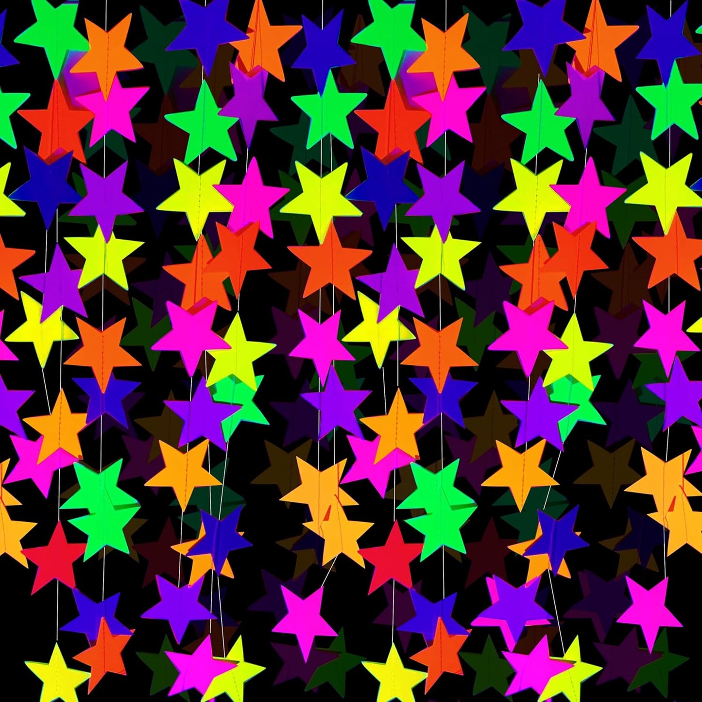 56 Pieces Rainbow Hanging Swirl Decorations Neon Swirl Streamers UV Neon Garland Ceiling Decorations Glow in The Dark Neon Party Supplies and Decorations Black Light Party Kit for Birthday Wedding