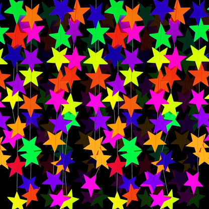 56 Pieces Rainbow Hanging Swirl Decorations Neon Swirl Streamers UV Neon Garland Ceiling Decorations Glow in The Dark Neon Party Supplies and Decorations Black Light Party Kit for Birthday Wedding