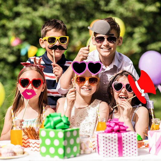 Gejoy 60 Pcs Graduation Photo Booth Props DIY Kit Funny Selfie Props Accessories for Grad Wedding Prom Party Supplies Favors with Mustache on a Stick, Hats, Glasses, Mouth, Bowler, Bowties(Classic)