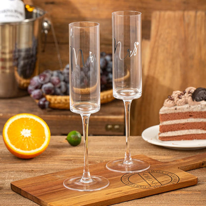 Wedding Cake Knife and Server Set, Mr and Mrs Champagne Flutes With Sliver Cake Cutting Set For Wedding Bridal Shower Gifts
