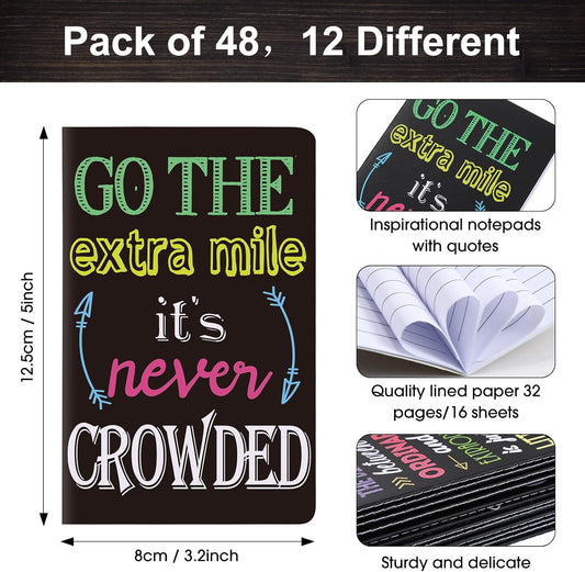 Outus 24 Pieces Mini Inspirational Notepads Motivational Small Pocket Journal Notebook Inspiring Note Pads Gift for School Office Travel Coworkers Supplies, 12 Styles (Simple Style)