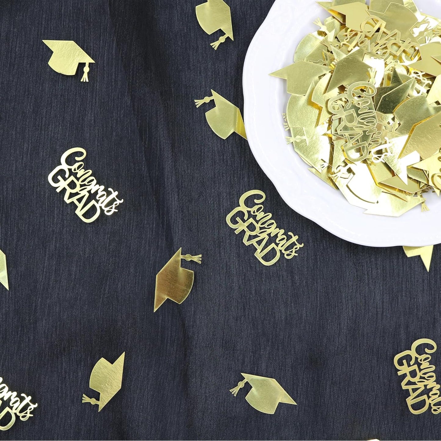 200PC Gold Graduation Confetti Class of 2026 Congrats Grad Confetti for Table Grad Cap Scatters for Graduation party decorations 2026