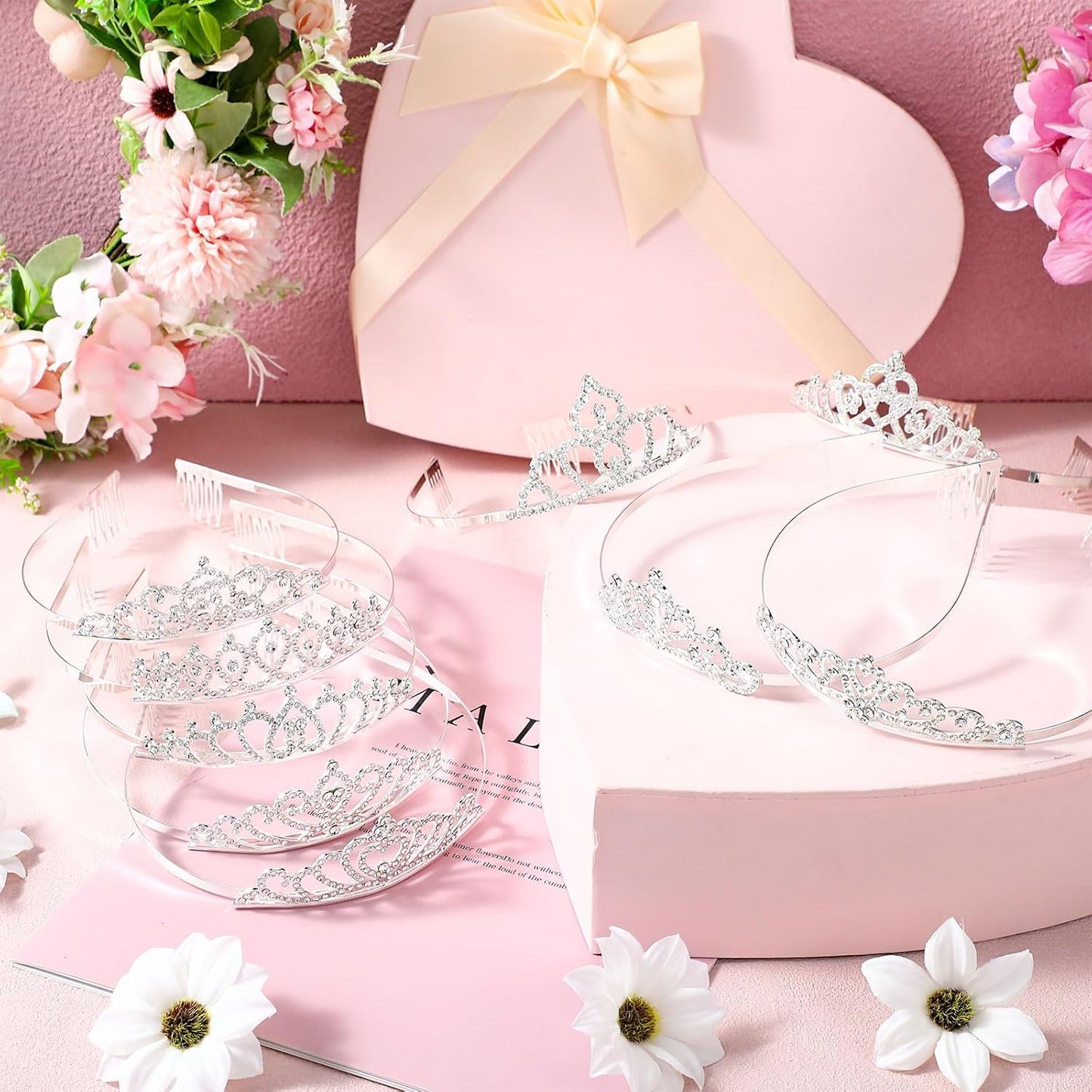 24 Pcs Crystal Tiara Crowns for Women Bulk Rhinestone Princess Headband Crown with Combs Tiaras for Pageant Bridal Shower Wedding Birthday Prom Party Gifts