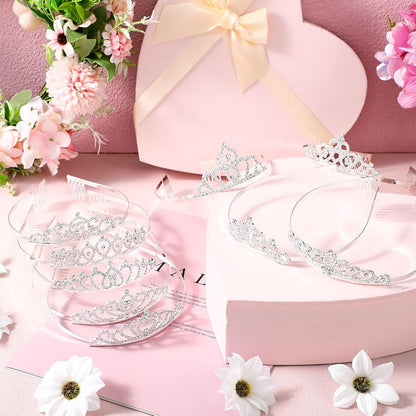 24 Pcs Crystal Tiara Crowns for Women Bulk Rhinestone Princess Headband Crown with Combs Tiaras for Pageant Bridal Shower Wedding Birthday Prom Party Gifts