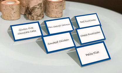 Tented Place Cards - 50 pack - Folded Place Cards are ideal for Wedding Placecards, Buffet food label, Banquet tables, Cocktail Parties, and Name Cards. Made of 14 pt. Matte Card Stock.
