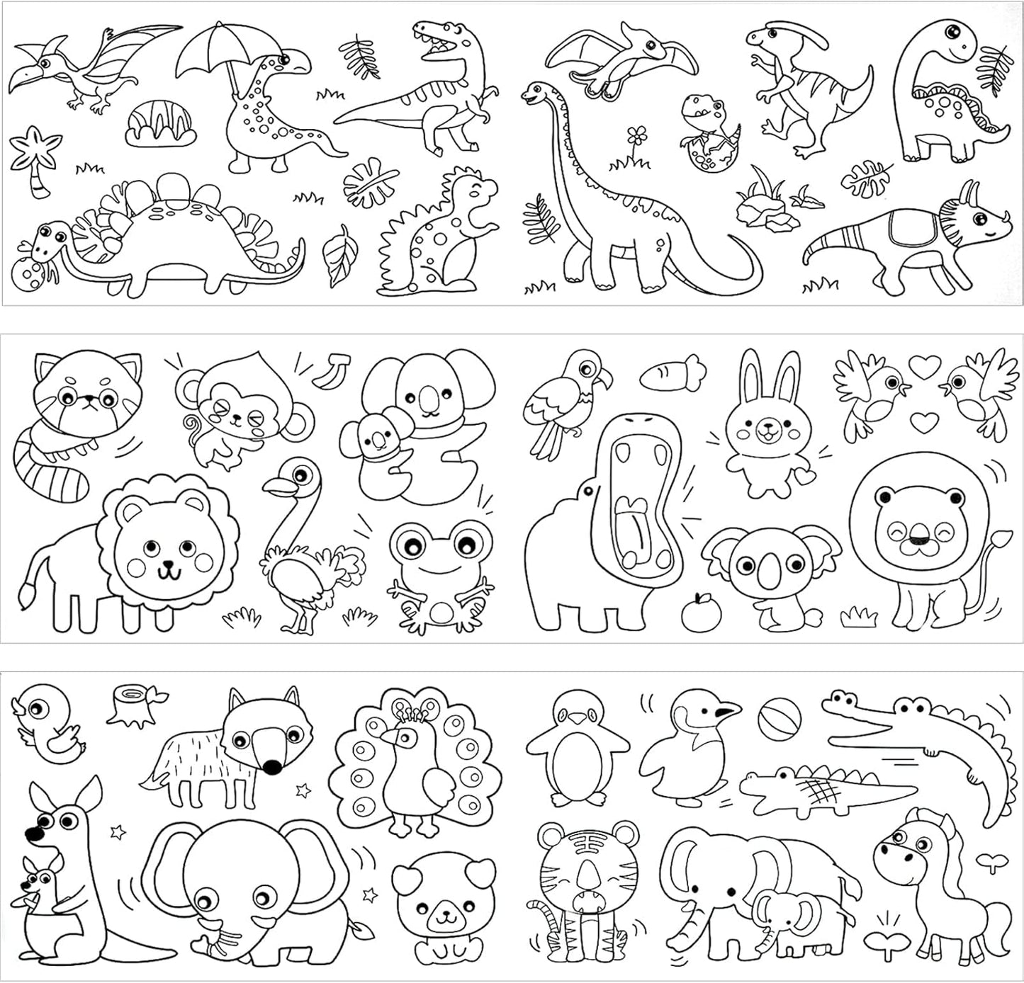2PCS Children's Drawing Roll, Coloring Paper Roll for Kids Gift, 120 * 11.8 Inches DIY Painting Drawing Paper Roll, Sticky Drawing Paper Roll, Early Educational Toys for Kids (Animal World)