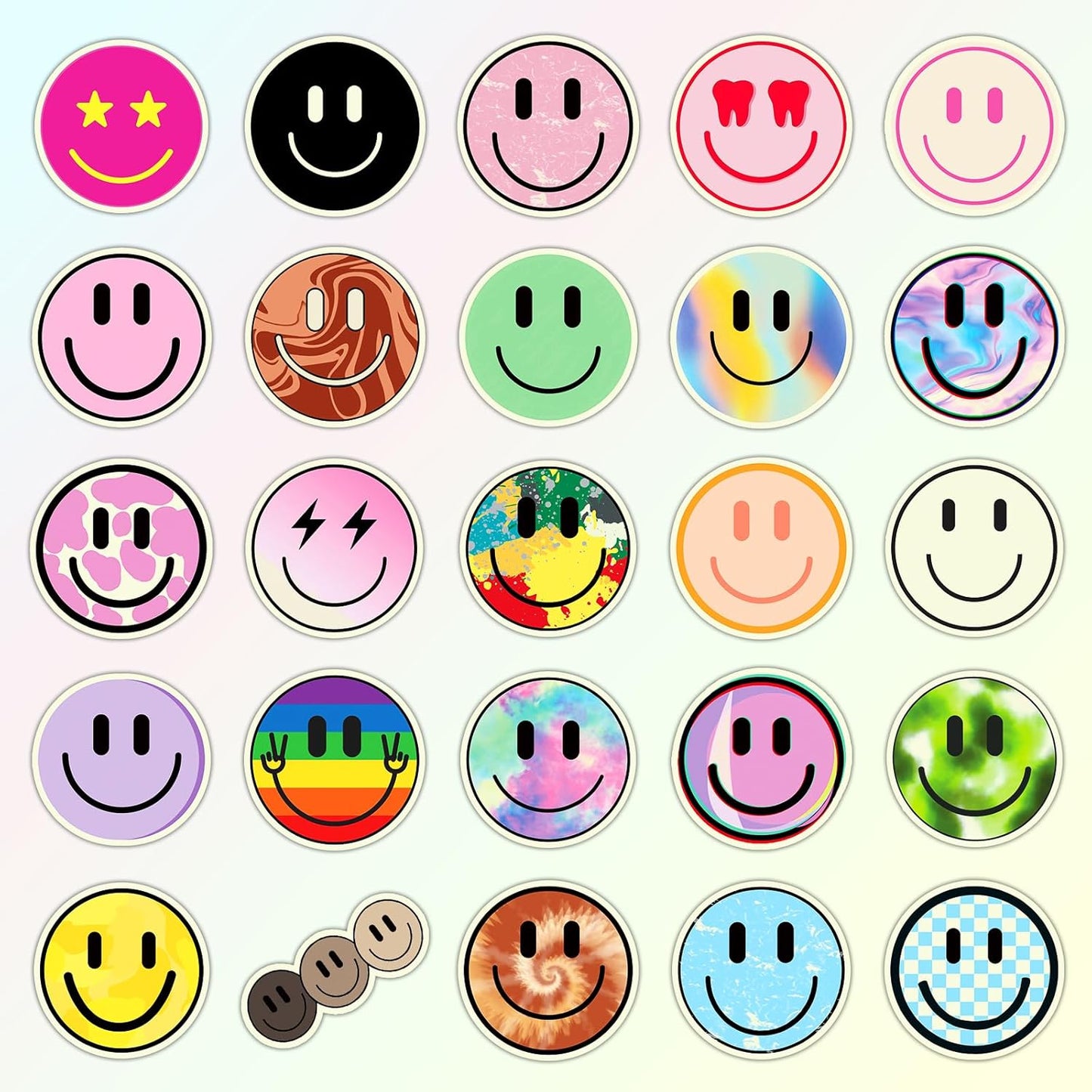 50PCS Smiling Stickers, Cute Water Bottle Stickers for Kids, for Teaching Rewards, Notebooks, Stationery, Luggage, Cartoon PVC Happy Stickers
