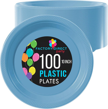 Party Solids Black Plastic Plates For Party 10" Black Disposable Plates For Party Supplies 100 Pcs Plastic Dinnerware Sets Heavy Duty 350 GSM Disposable Dinnerware Set