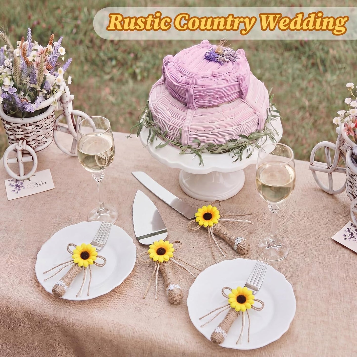 Wedding Cake Knife and Server Set Lace Rustic Handle Cake Cutting Set Pie Dessert Servers for Weddings Anniversaries Bridal Shower Couples Engagement Gifts