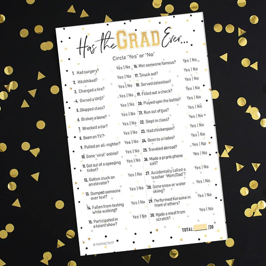DISTINCTIVS Has The Grad Ever Graduation Party Game - 25 Cards, Class of 2026, Graduation Party Games Ideas and Activities