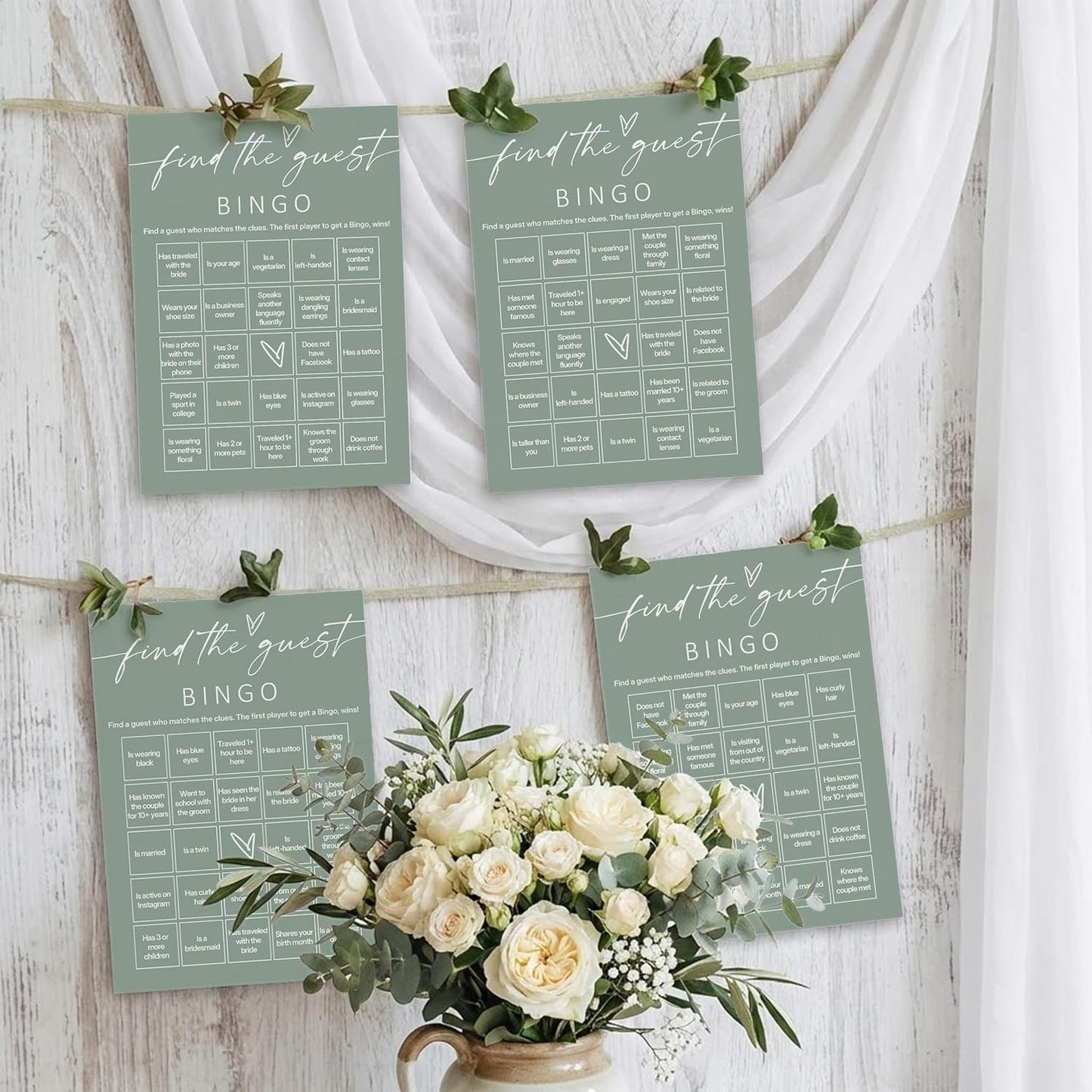 Minimalist Bridal Shower Bingo Cards, 25 Pcs Unique Bridal Bingo Game for Wedding Shower Parties and Guest Interaction - A01