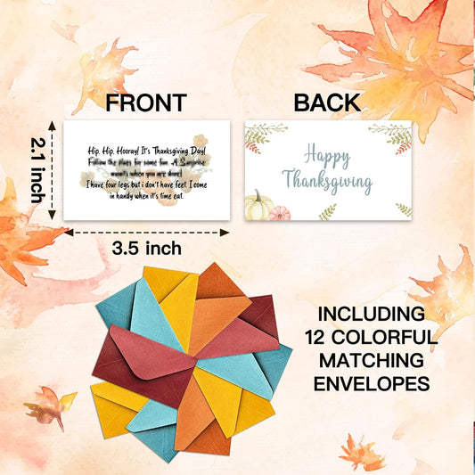 Thanksgiving Treasure Hunt, 14 Scavenger Hunt Clue Game Cards, Thanksgiving Treasure Riddle Hunting Games, Autumn Indoor Outdoor Party Activities For Adults Family, Fall Party Decorations Supplies