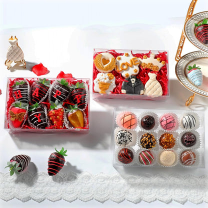 50 PCS 8x5x2 Inch Bakery Boxes with Window for Chocolate Covered Strawberries, Cookies, Cakesickle, Browines, Donut &More