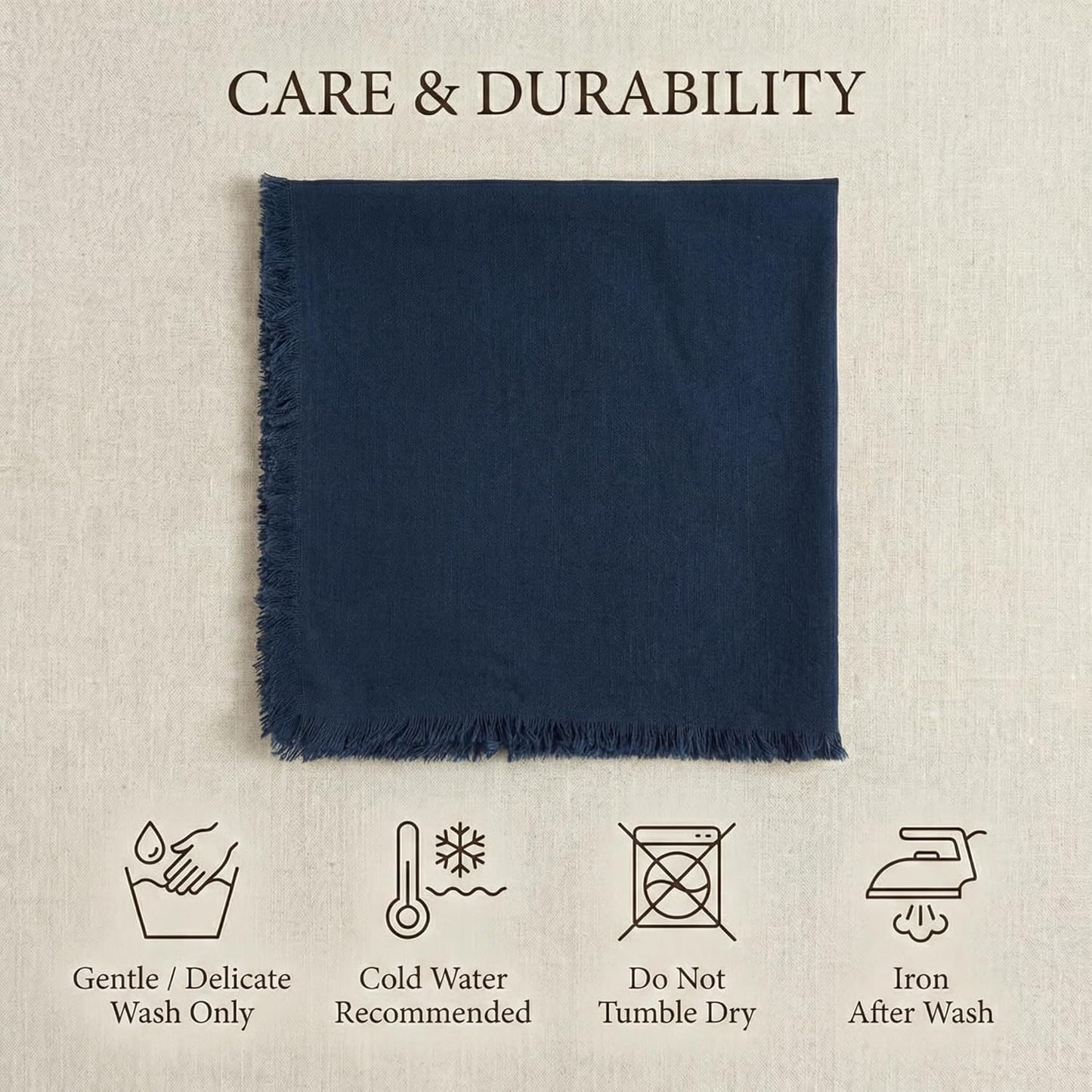 ACCENTHOME Natural Cotton Linen Napkin Set of 12 18x18 inch Dinner Napkins - Washable Soft Premium Hotel Quality Reusable Hemmed Edges Napkins Perfect Table Linens for Family Dinners, Weddings