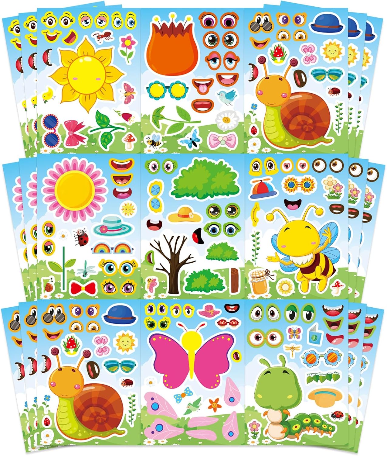 24 Sheets Make a Face Stickers for Kids Toddlers, Make Your Own Animal Mix and Match Sticker Sheets with Sea Animals Horses Dinosaurs Unicorns for Kids Crafts Party Favors Goodie Bags Stuffers
