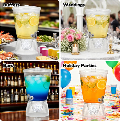 2 Pcs Beverage Dispenser with Spigot 2.7 Gallon/ 10L Plastic Drink Dispenser with Detachable Base Iced Juice Container Drink Dispenser Unbreakablefor Restaurants, Hotels, Parties