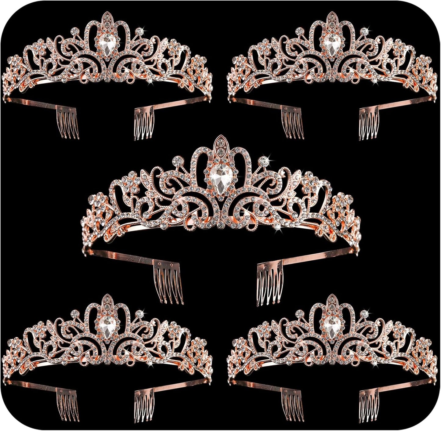 Crystal Tiara Crowns For Women Girls Princess Elegant Crown with Combs Women's Headbands Bridal Wedding Prom Birthday Party
