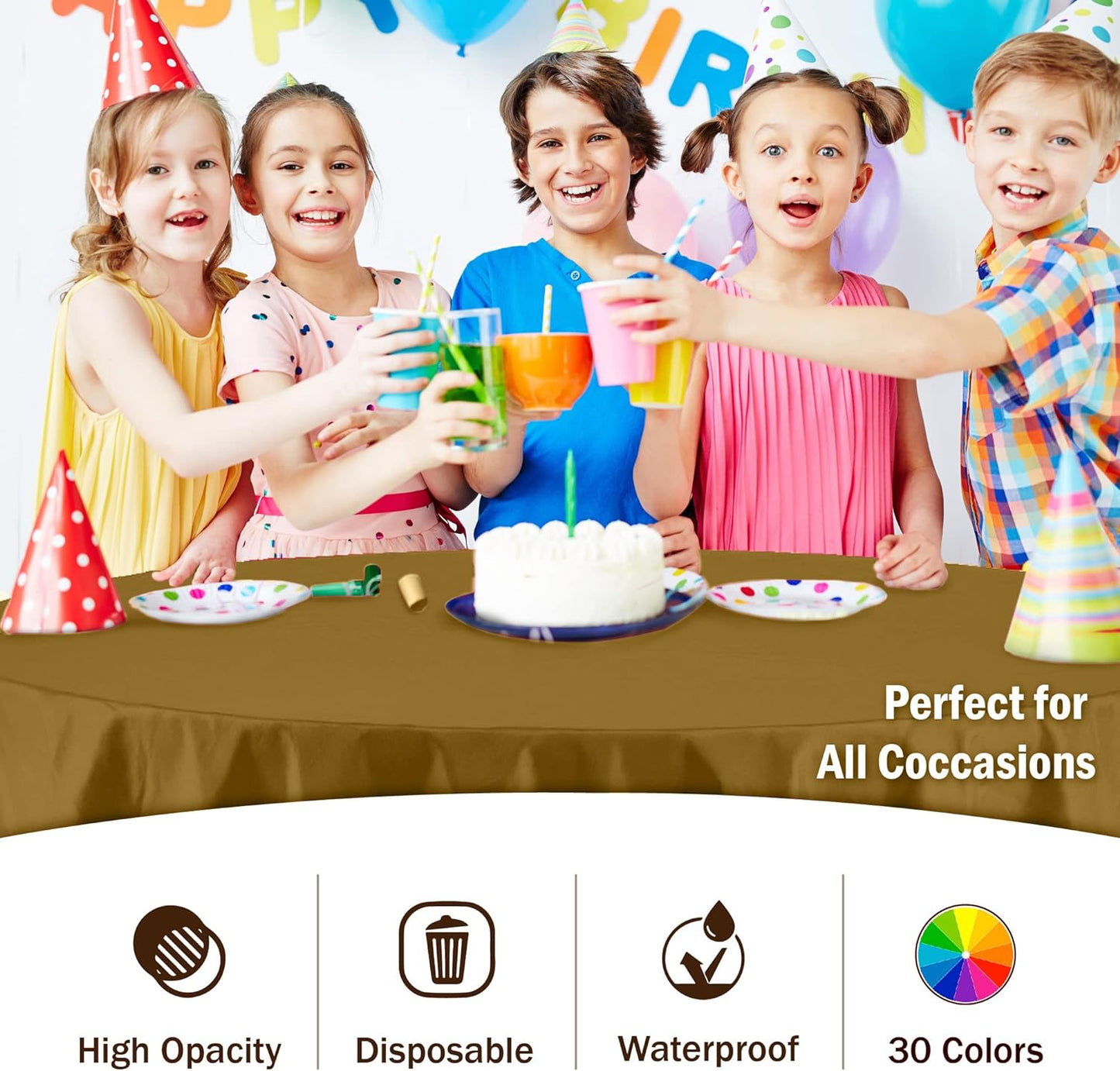 12-Pack Premium Plastic Tablecloth 54in. x 108in. Rectangle Table Cover - Dark Blue - Colors B