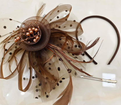 Fascinators Hat Women Tea Party Headband Flower Cocktail Mesh Feathers Hair Clip Kentucky Derby Hat Wedding
