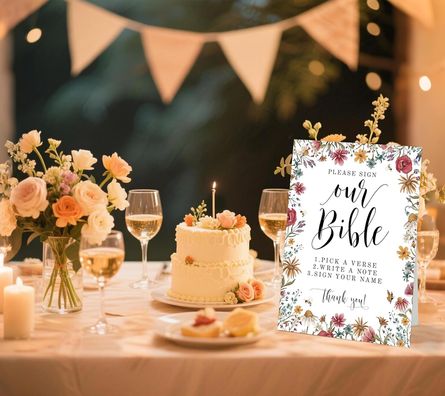Wild Flower Audio Guest Book Sign, Baby in Bloom Love is in Bloom Decorations, Bridal Shower Baby Shower Wedding Signs for Reception, Floral Party Table Decor, 8 x 11 Inch