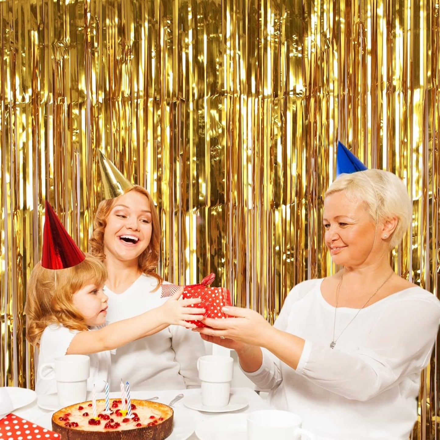 2 Pack 3.2ft x 8.2ft Silver Metallic Tinsel Foil Fringe Curtains, Door Streamer Photo Booth Backdrop for Birthday Graduation Engagement Bridal Shower Bachelorette Baby Shower Party Decorations