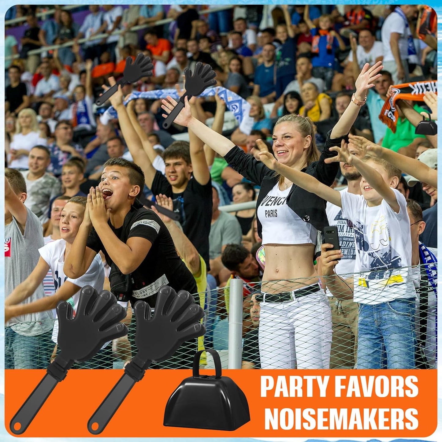 24 Pcs Hand Clappers and Metal Cowbells Noise Makers Cheering Clappers Cow Bells Handle Cheers Dance Basketball Football Noise Makers Sporting Events Graduation School Sports Party (Purple)