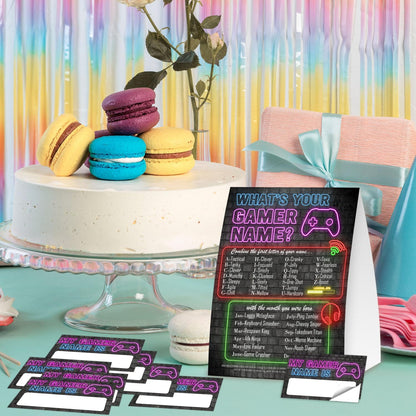 Gamer Birthday Party Decorations, Funny Video Game Party Night Favors Set,What's Your Gamer Name Perfect for Birthday Party Baby Shower Activities(31pcs)