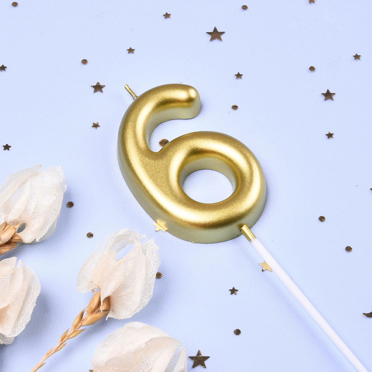 2.76 Inch Classical Gold 5 Number Birthday Candles, Gold Number Candles, Cake Number Candles, Party Celebration