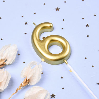 2.76 Inch Classical Gold 5 Number Birthday Candles, Gold Number Candles, Cake Number Candles, Party Celebration