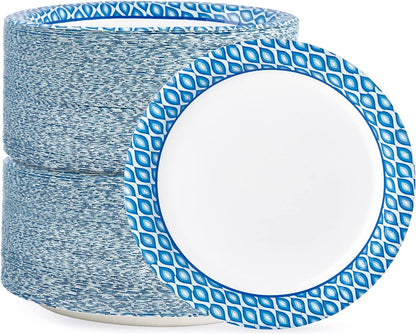 MUCHII 8.375 Inch Disposable Paper Plates, 300 Count Soak and Cut Proof Printed Paper Plates for Daily Use, Holiday for Family Gatherings, Parties, Picnic