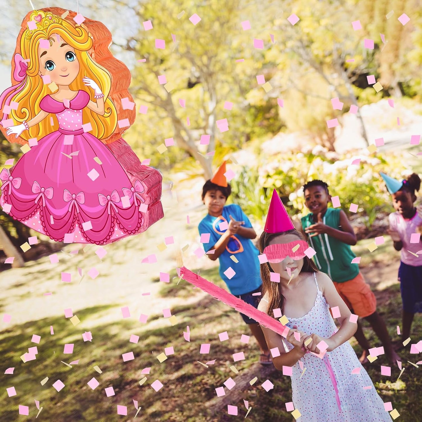 Threan Princess Piñata Fairy Party Decorations Pink Ballet Piñata Ballerina, Birthday Game Set Party Supplies for Girl Princess Theme Baby Shower Butterfly Birthday Supplies Decoration(Fairy)