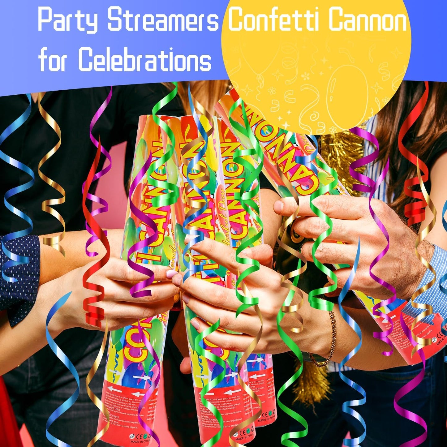 Confetti Cannon Gold Party Poppers 12 Pack Party Cannon Confetti Shooters for Celebrations Wedding Birthday Graduation Golden Foil 12 inch Confetti Poppers for Christmas New Year Eve Parties Supply
