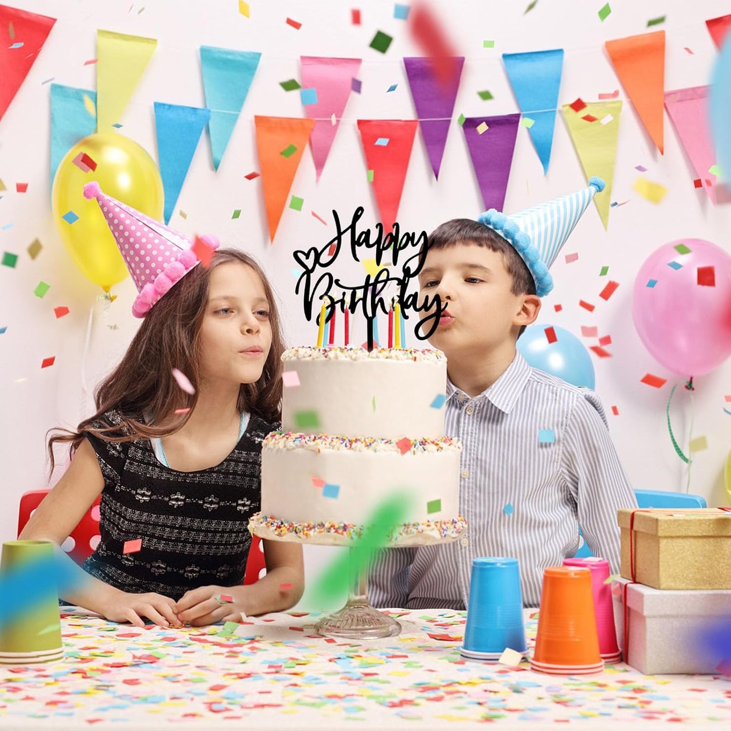DIY Happy birthday Cake Topper Black Acrylic