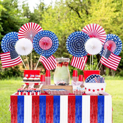 BEISHIDA 2 Pack Metallic Tinsel Foil Fringe Table Skirts for Rectangle & Round Tables Hot Pink Kids' Birthday, Holiday Cartoon Party Decorations for Birthday Valentines Baby Shower Festive Events