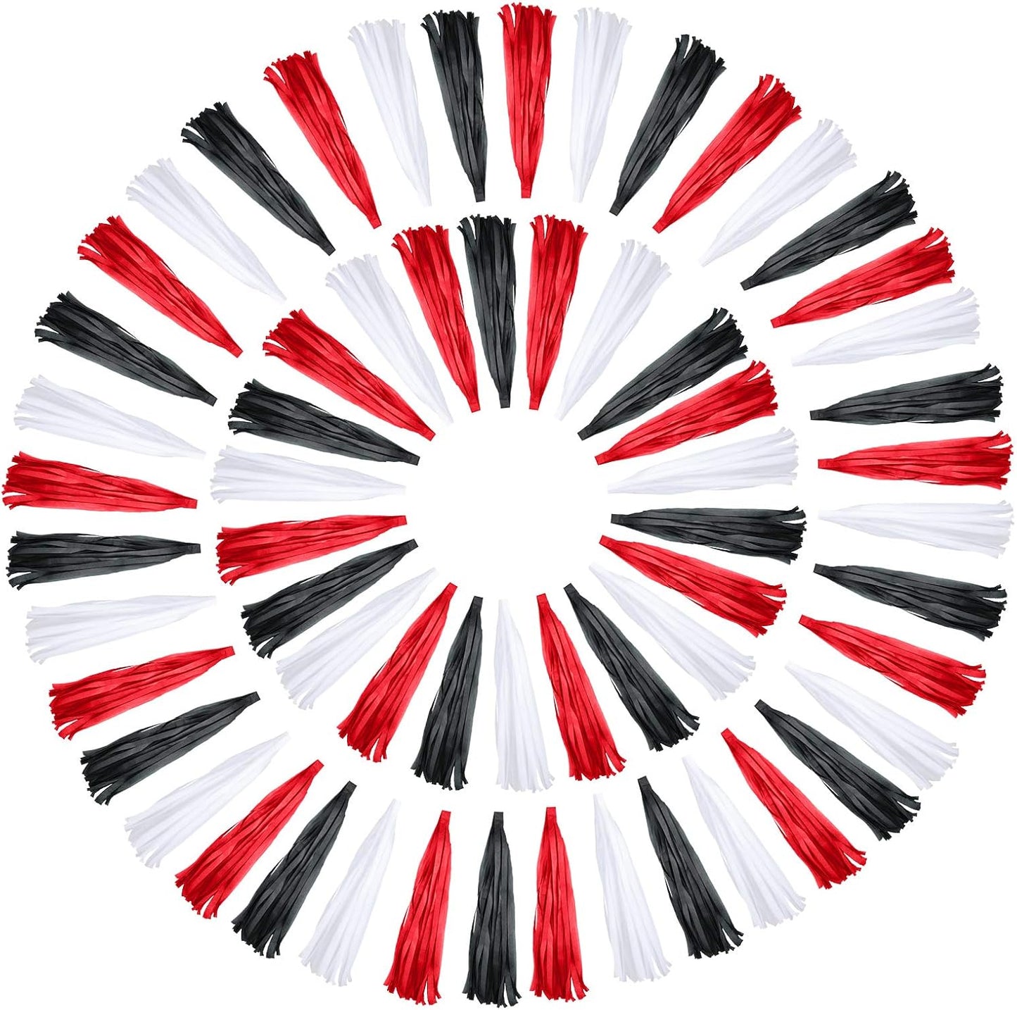 Outus 30 Pcs Red Black White Tassel Banner Garland Party Decorations Paper DIY Tissue Hanging America Decor for School Supplies Wedding Birthday Bridal Baby Shower Anniversary Independent Day