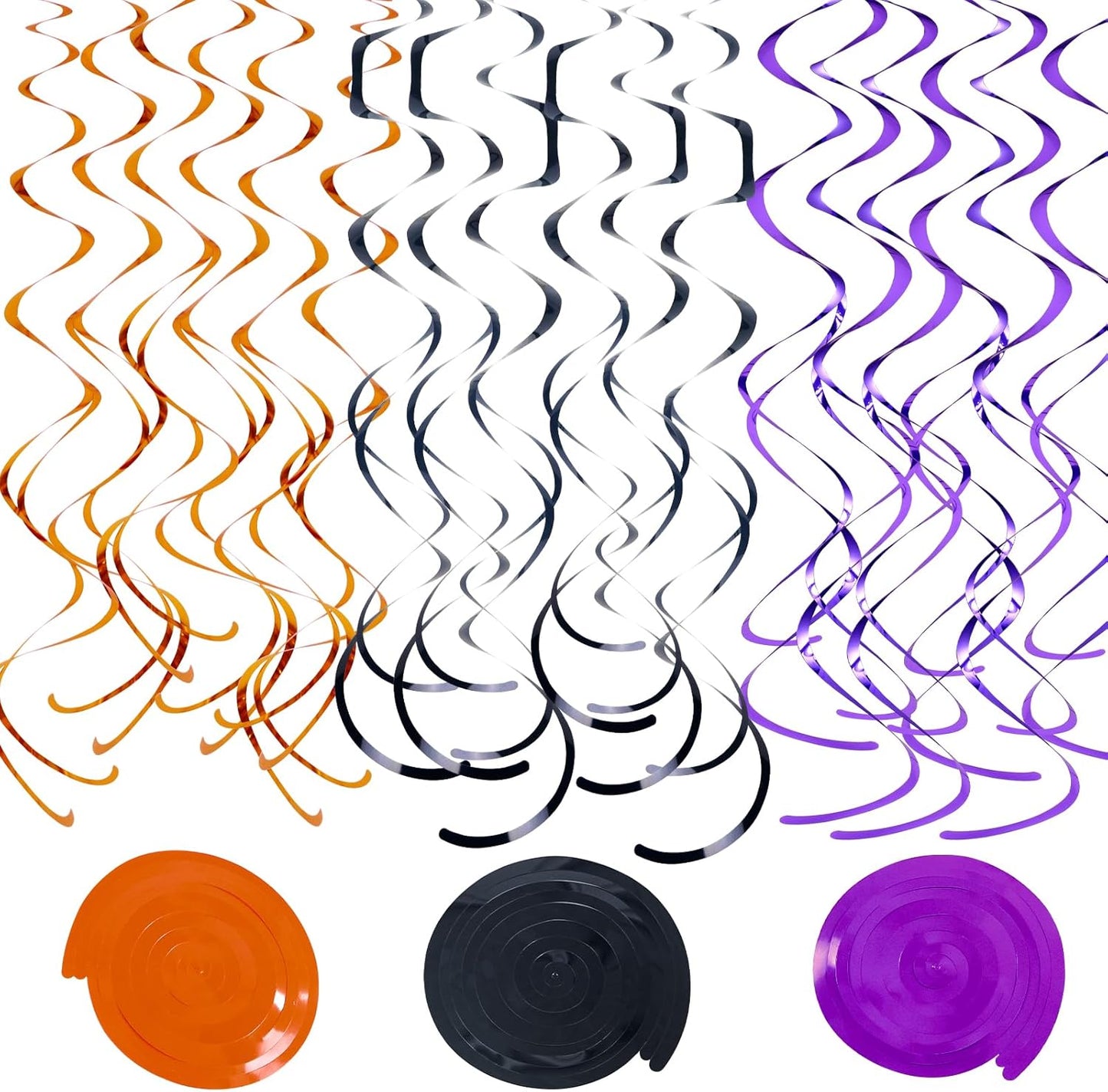 36Pcs Hanging Swirl Party Decorations Foil Decorations Ceiling Swirl Spiral Hanging Plastic Streamer for Ceiling Birthday Graduation Wedding Celebration Baby Shower Party Supply (Black Gold Silver)