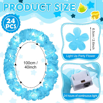 Sherr 24 Pcs LED Leis Light Up Purple and Gold Hawaiian Flower Necklaces, Graduation 2026 Party Supplies, Class of 2026 Leis for Beach Wedding Luau Glow Party Favors
